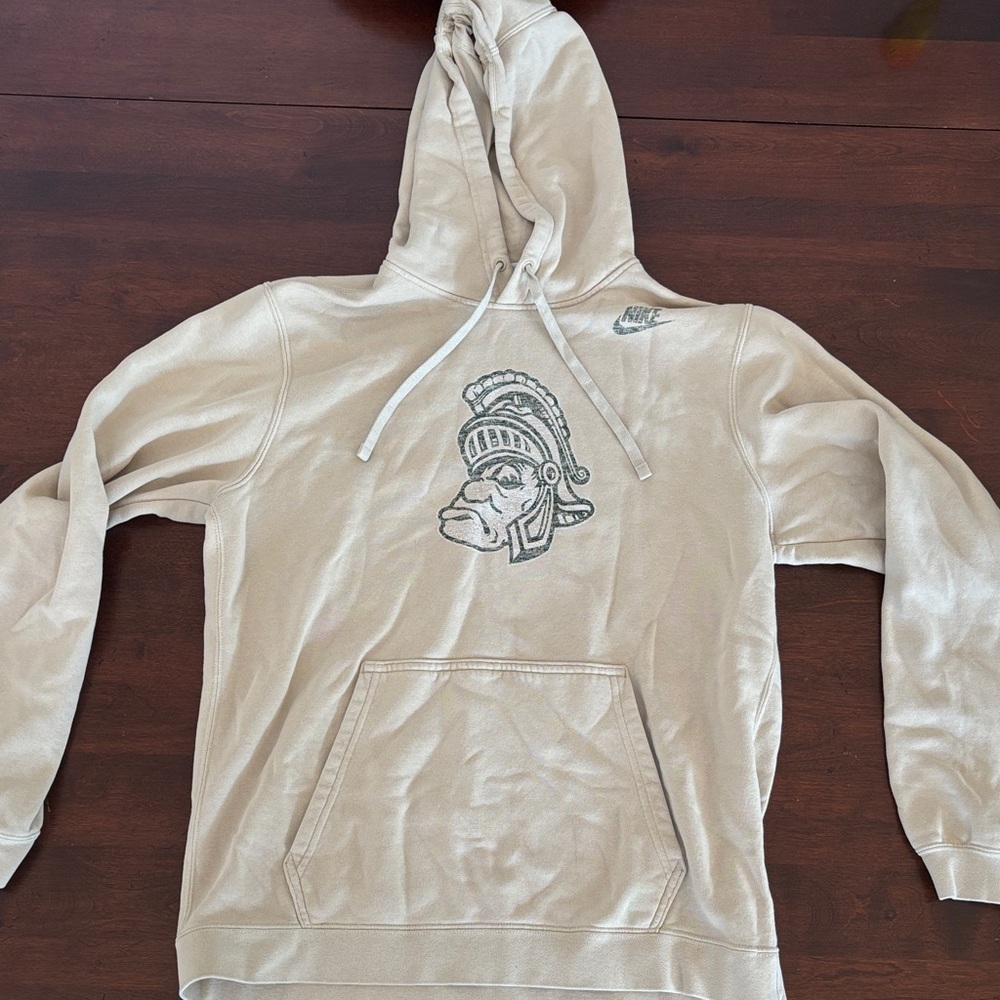 Nike Beige Michigan State Hoodie with Warrior Graphic